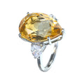 Factory Wholesale Rhodium Plated 925 Silver Pear Cut Natural Citrine Ring for Women Fine Rings