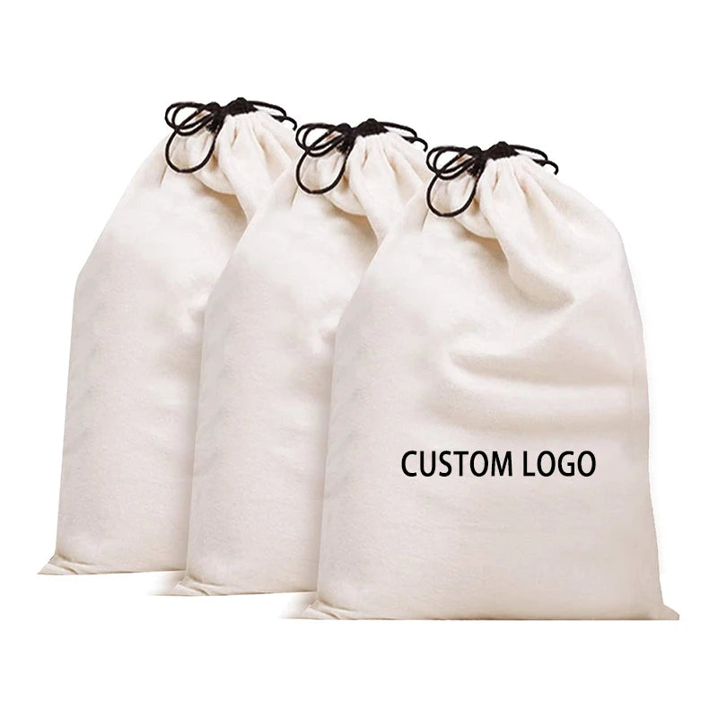 Custom logo Durable Large Drawstring Cotton Dust Bags for Travel Backpack Handbags Shoes