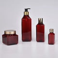 Unique Shape Customized 60ml 240ml PETG Square Plastic Lotion Bottle  and Cream Jar Set Skin Care Container