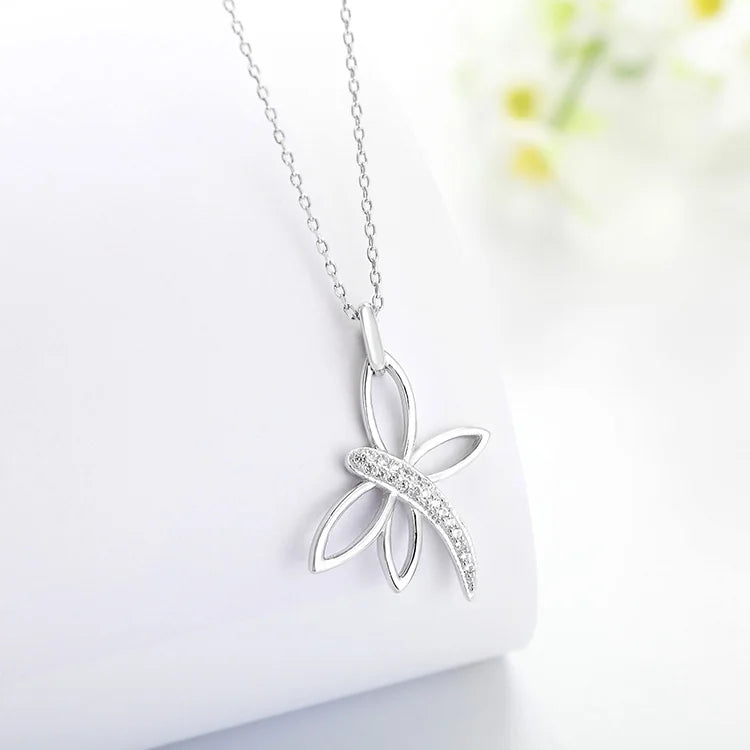 POLIVA Beautiful 925 Sterling Silver Gold Plated 3A Cubic Zirconia Rhodium Plated Dragonfly Pendant for Women