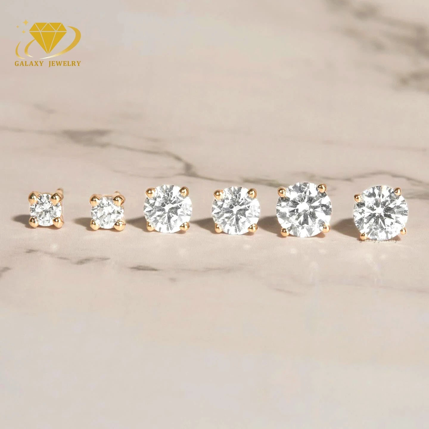 Elegant Fashion Jewelry Gold Earrings 10k 14k 18k Women Simple Luxury 925 Silver 4 Prong VVS1 Moissanite Diamond Stud Earrings