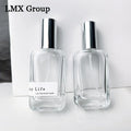 Low Moq Luxury Flat Square Refillable Perfume Bottle 35ml High Quality Clear Glass Bottle for Perfume