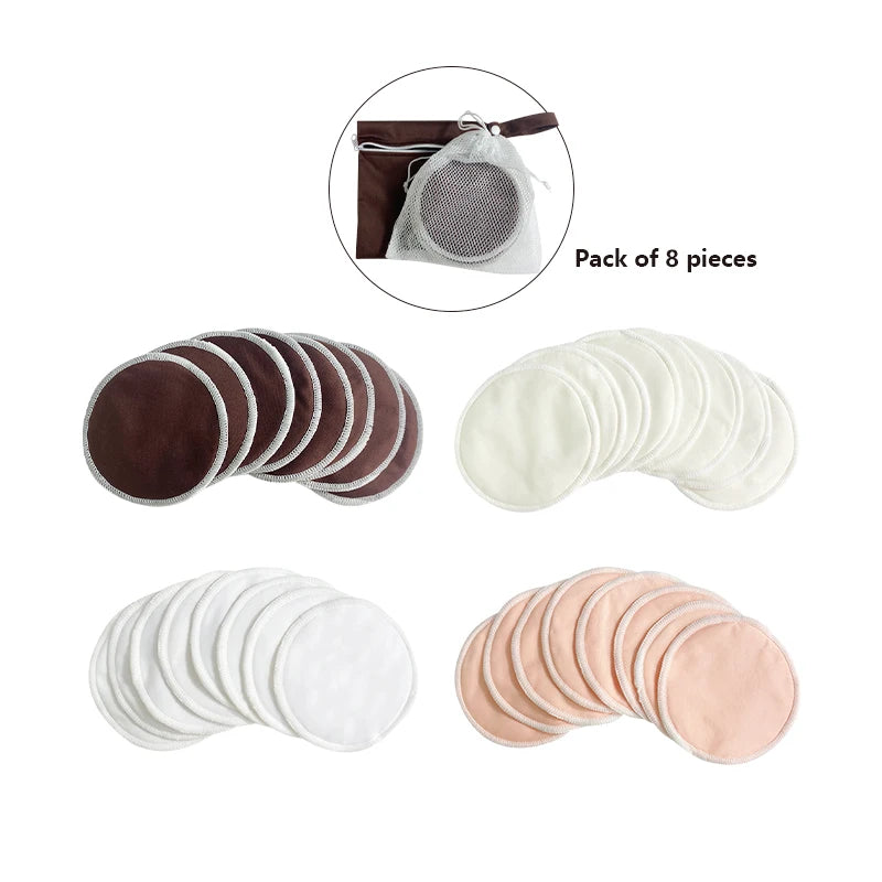 4pcs/bag Reusable Bamboo Nursing Breast Pads Absorbent 3-Layer Non-Slip Waterproof Washable with Carry Bag