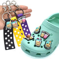 Wholesale Factory Cheap Pvc Shoe Decoration Charms Custom Rubber Cute Kechain Hole Holder Shoe Flower Keychains