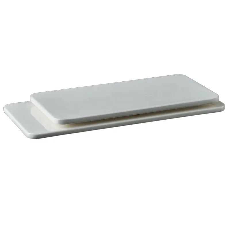 Restaurant Dinnerware 10 Inch Rectangular Flat Serving Plate White Melamine Sushi Tray