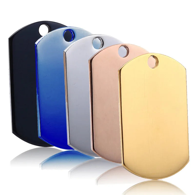 Wholesale Rectangle Silk Screen Printable High Quality Polished Stainless Steel Engraver Dog Tag 7 Colors Customizable Name
