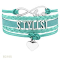 Manufacturer Infinity Love Hair Stylist Barber Beautician Tattoos Make up Artist Bracelet