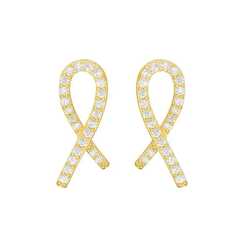 925 Sterling Silver Gold Plated Cute Cross Shape Zircon Stud Earrings for Women-New Arrivals Anniversary & Party Gift
