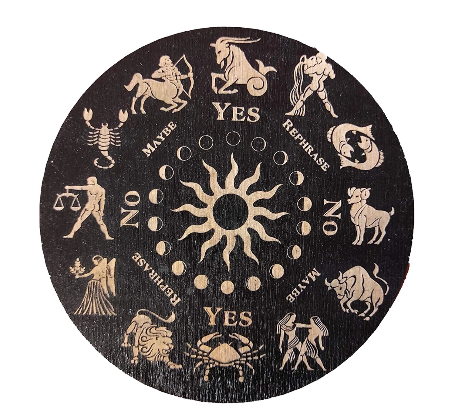 Zodiac Black Pendulum Board for Answers - Divination Tools for Spirit and Occult Practices Altar Decoration for Witch and Wiccan