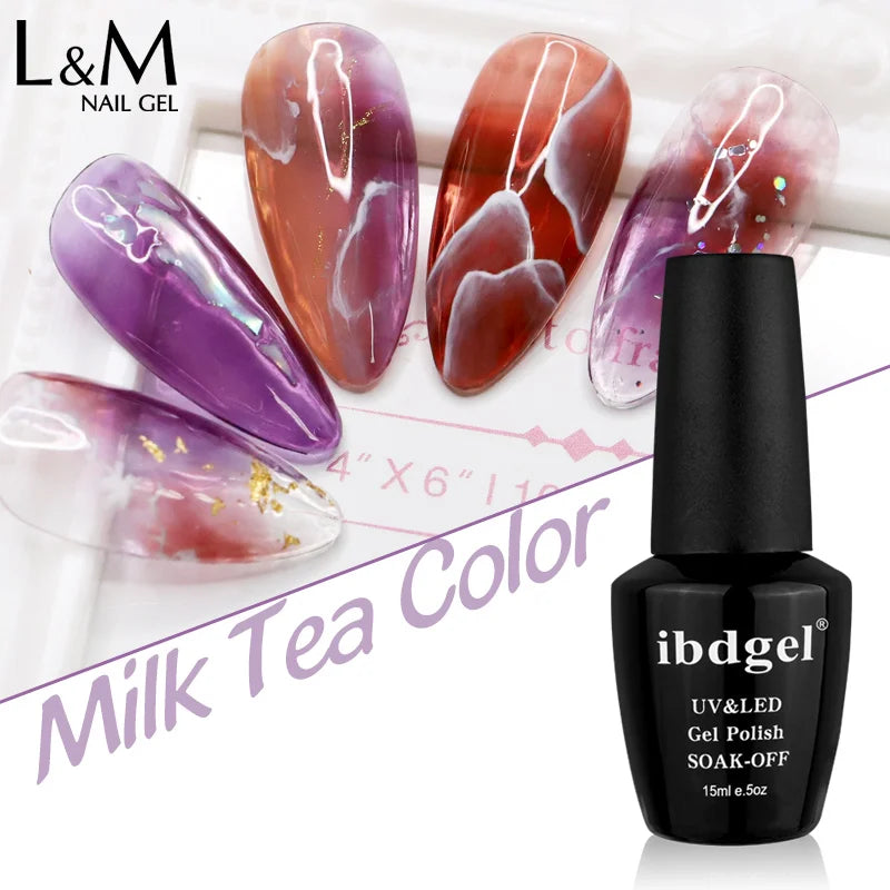 Ibdgel New Arrival Transparent clear Milk Tea Color 15ml Fashion Organic Uv Nail Gel Polish