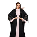 New Elegant Middle Eastern Muslim Fashion Cardigan Women Dubai Arabian Robe Bat Sleeve Open Collar Dress Anti-Static Clothing