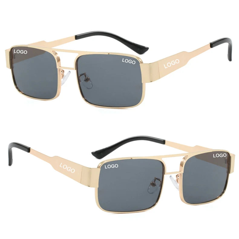 DL Glasses Wholesale Metal Frame UV400 Sunglasses 2025 Custom Logo Retro Rectangle Male Female Vintage Square PC Lenses
