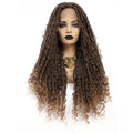 X-TRESS  Ombre Brown Colored Crochet Braids Wig Lace Front Soft Dreadlock Faux Locs Synthetic Wigs Straight Mix Curly Barids