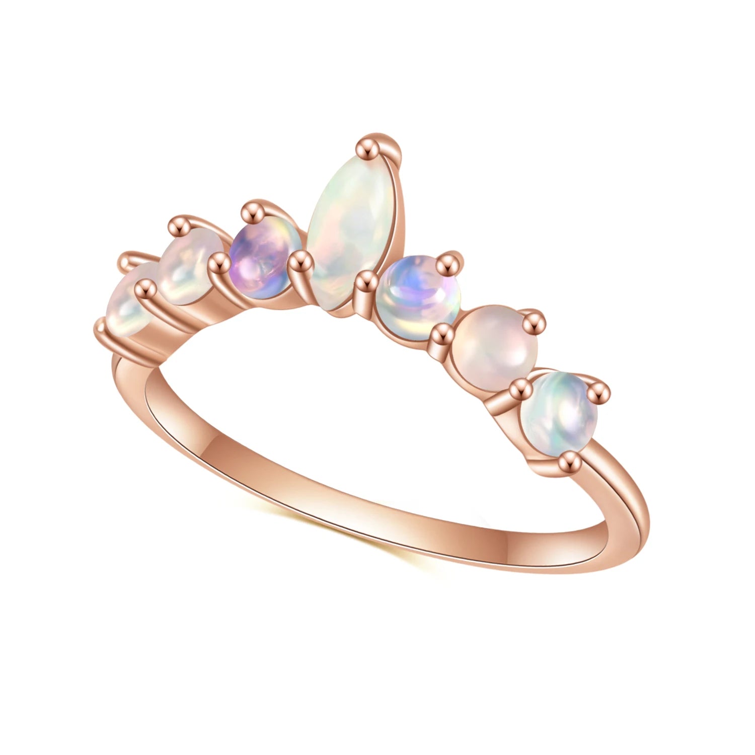 OL1029 Abiding Jewelry Factory Wholesale Rose Gold Plated 925 Sterling Silver Women Rings With Natural African Opal Stone