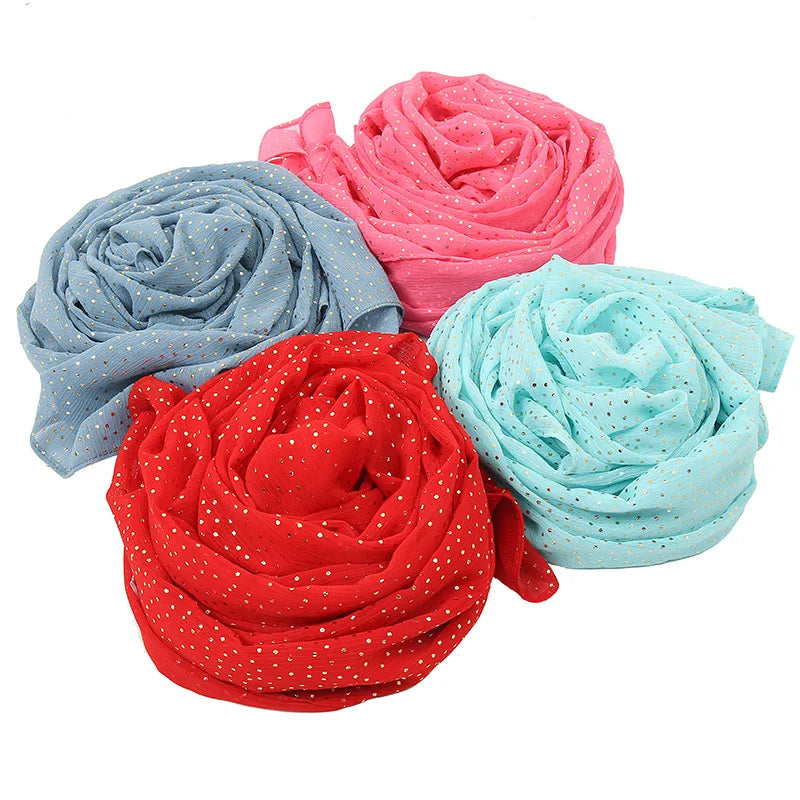 2026 Hot Style Popular Hot Stamping Factory Ms Pearl Chiffon Small Dot Dot Chiffon Scarf Wholesale Scarves