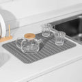 Modern Design Silicone Dish Drying Mat Heat-resistant Multifunction Table Mat with Wavy Line for Kitchen Counter
