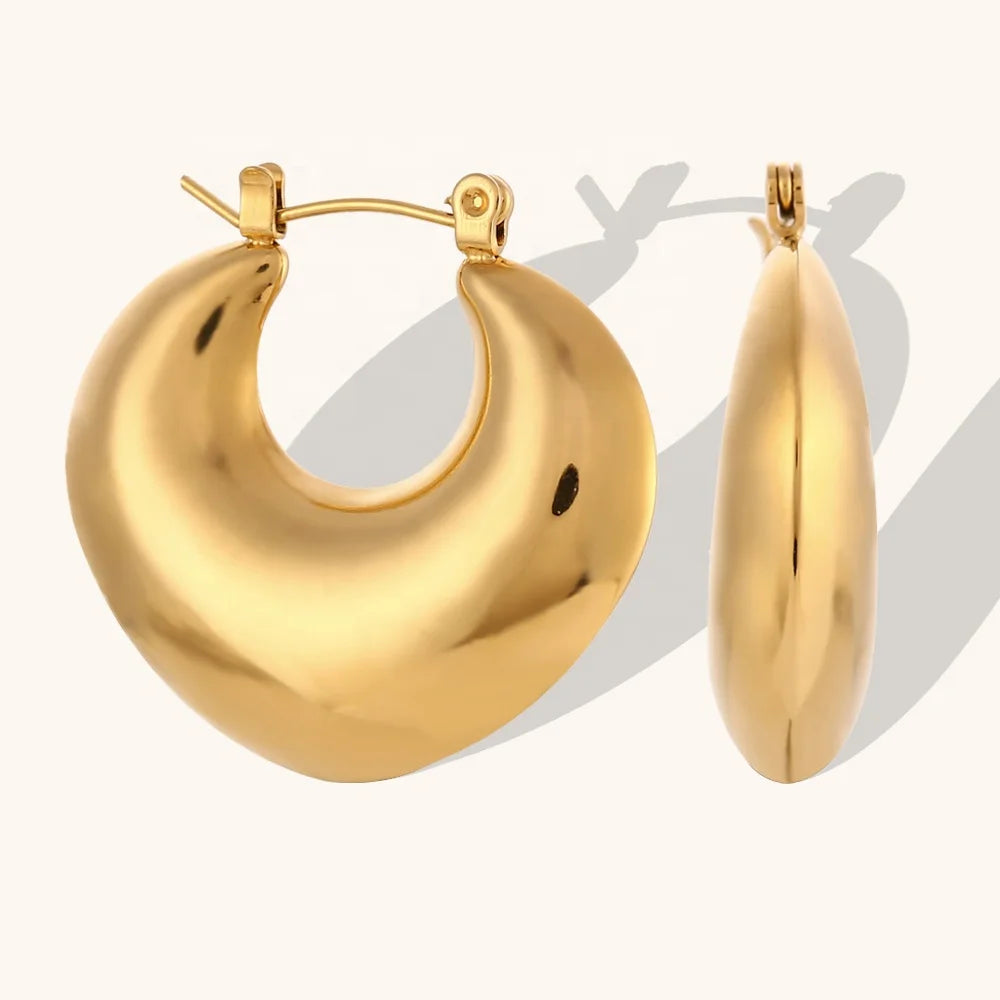 Dingran Minimalist Hollow Out Geometric Stainless Steel Earrings 18k Gold Plated Earrings for Women