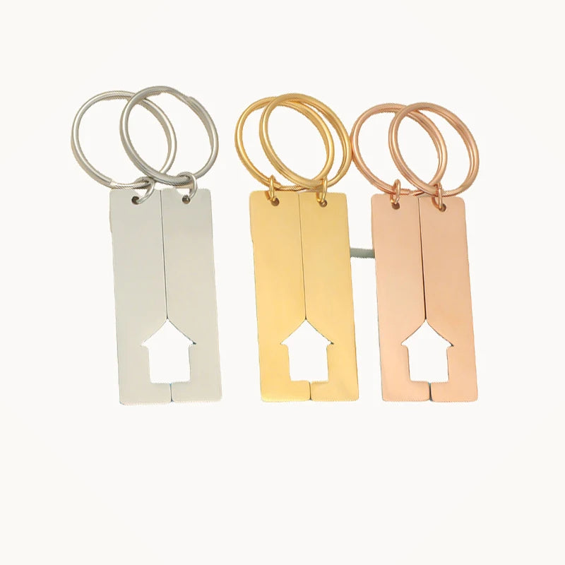 Wholesale Stainless Steel Keychain None Fade Blank Fashionable Couple Keychain with Custom Laser Logo
