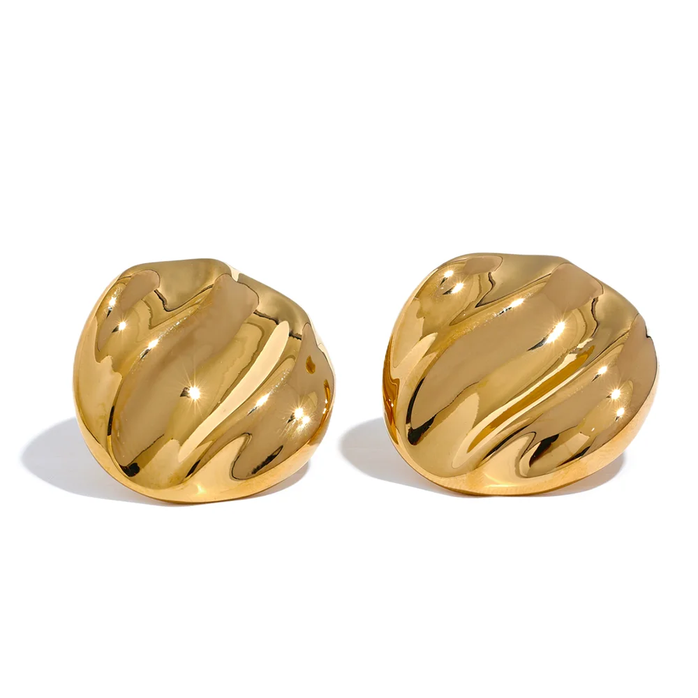 JINYOU 973 Stainless Steel 316l Round Geometric Shiny Fashion Stud Earrings Prevent Allergy Metal Simple Daily Jewelry