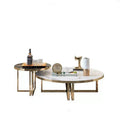 Modern Luxury Marble Coffee Table Solid Wood Round Coffee Table Tea Table Tempered Glass Desktop