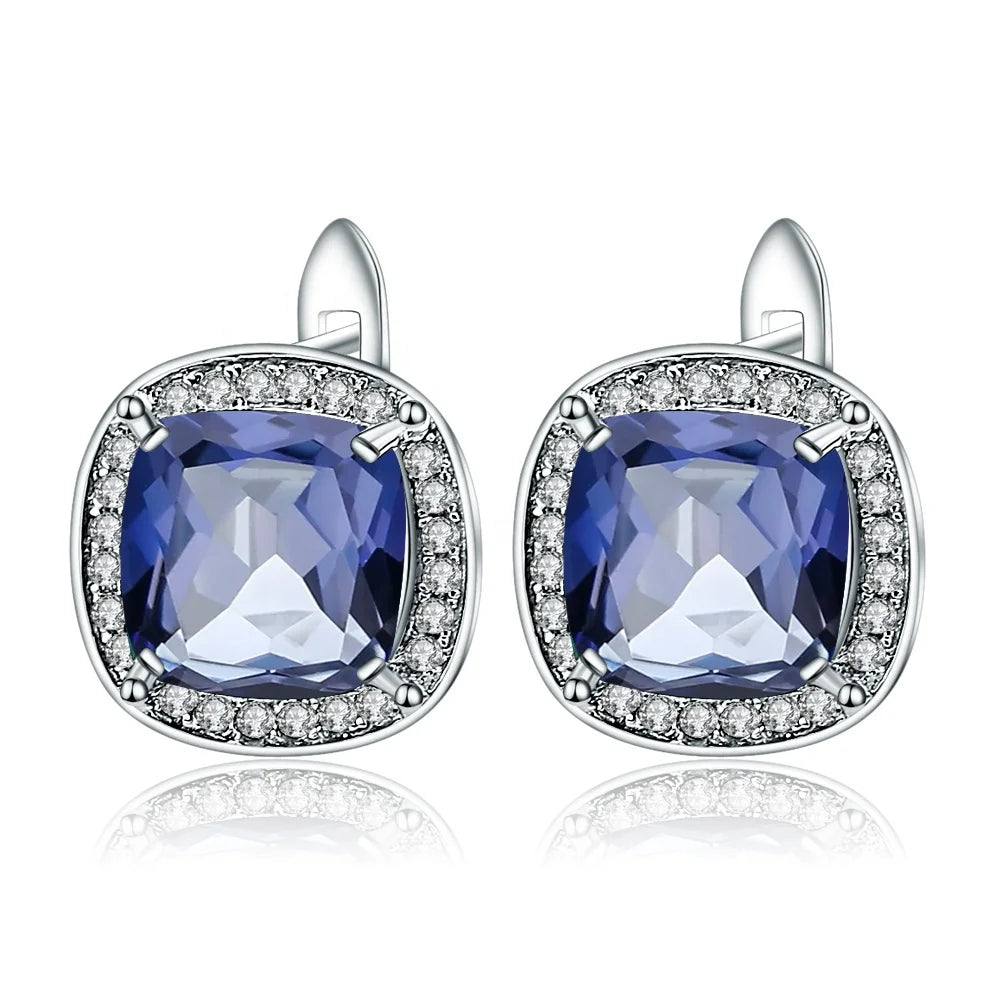 Abiding Fashion 925 Sterling Silver Mystic Quartz Jewelry Single Stone Design Earring for Girl