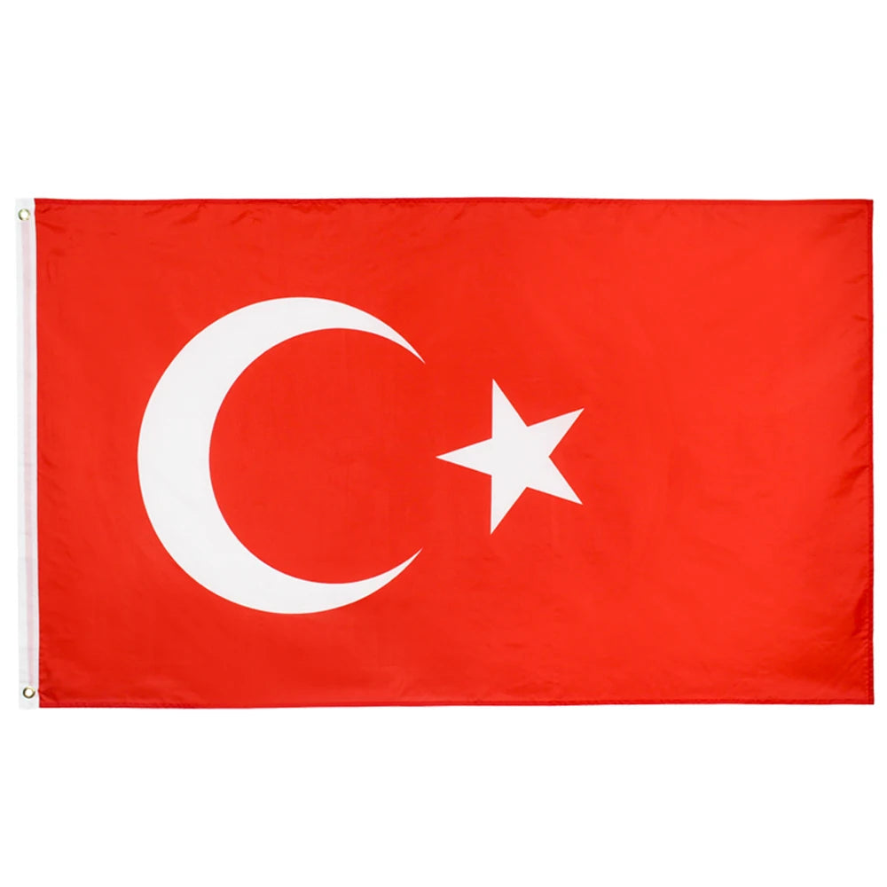 Low MOQ OEM ODM 100% Polyester 3*5ft  Made Turkish National Flag