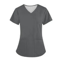 European Style V-Neck Scrubs Set Quick-Drying Nursing Work Uniform with Pants Woven Fabric Doctor Top