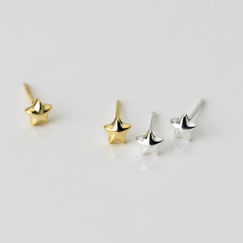 Wholesale 925 Sterling Silver Small Stud Earrings Sweet Cute Hollow Star Ear Bone Jewelry for Women Fashionable Simple Gift