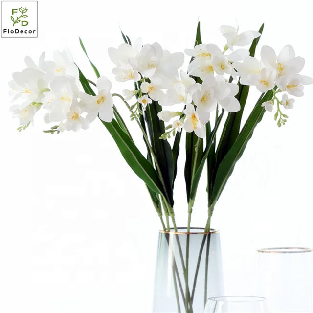 Hot Selling Artificial Freesia Orchid Flower Real Touch Home Decoration Table Center Piece Wedding Floral Bouquet