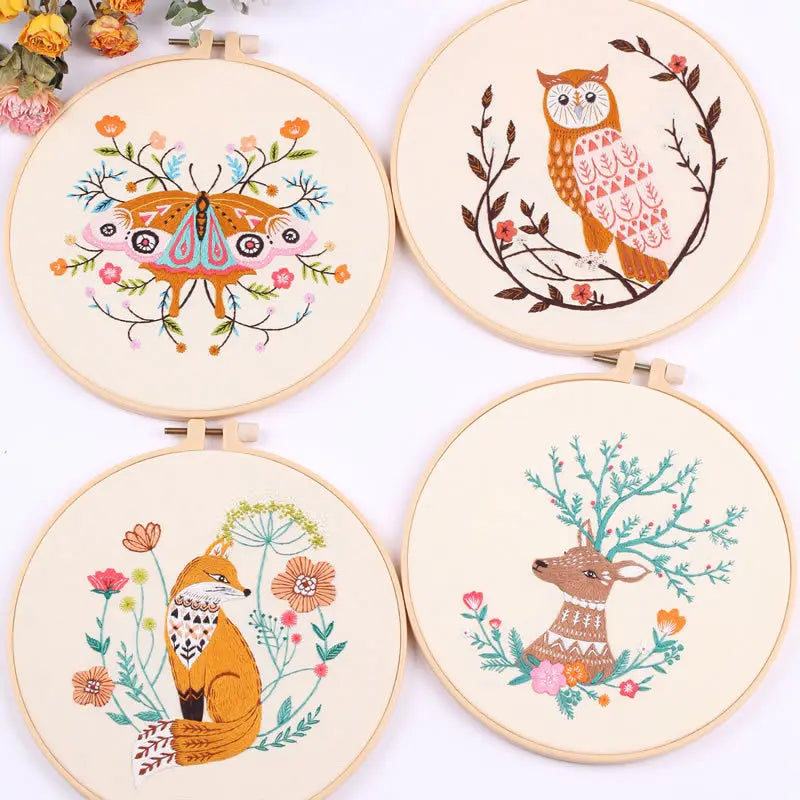 2025 Promotion Gift Custom Embroidery Punch Needle Kit Natural Easy  Cross Stitch Butterfly 4pcs DIY Embroidery Kits for Starter