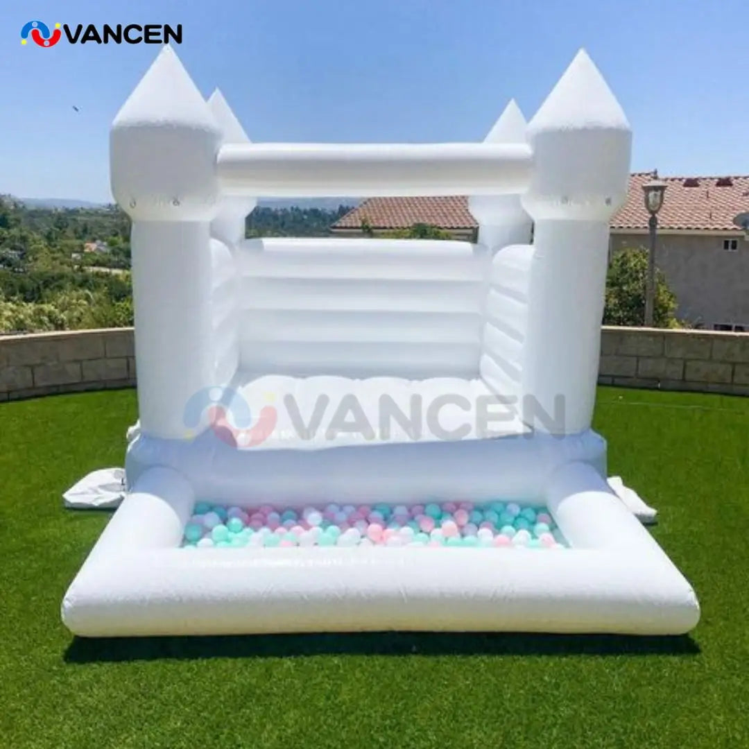 Commercial Adults Kids Pastel Party Moon Walk Bouncer Inflatable White Wedding Bouncy Jumping Castle White Bounce House for Sale