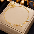 New Arrival Simple Non Tarnish 18k Gold Plated Stainless Steel White Heart Anklets for Women