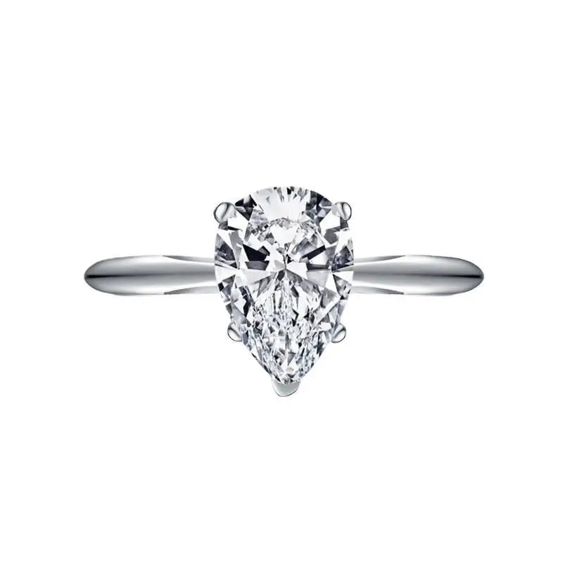Factory Wholesale 2 Carat Pear Cut Moissanite Wedding Rings for Women 925 Sterling Silver VVS Gra Certified Real D Color