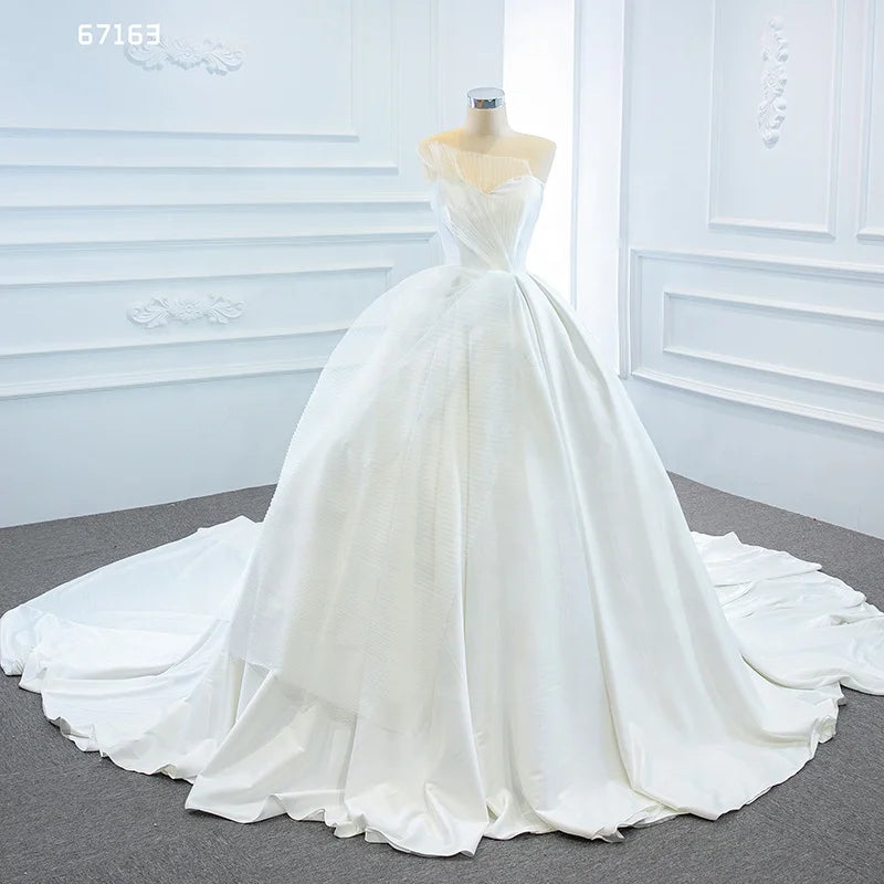 Jancember RSM67163 Off Shoulder Fashion Satin Ball Gown Wedding Dress for Bride