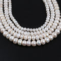 Chinese Cultured Different Sizes Natural White Button Shape Freshwater Pearls Strand for Jewelry Making