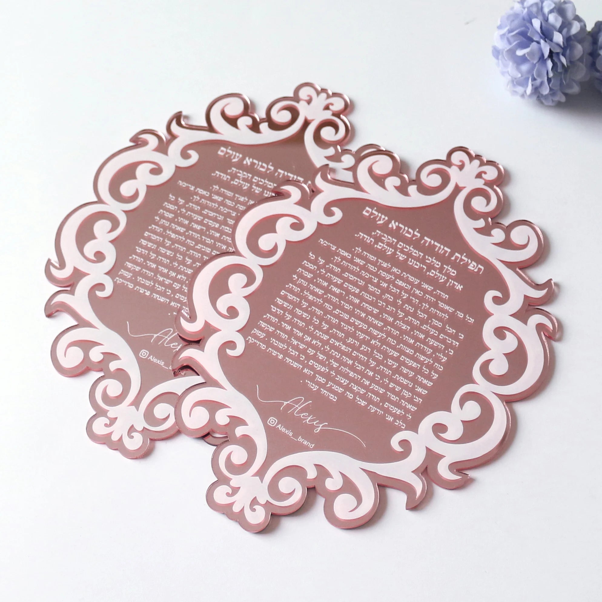 Rose Gold Hebrew Acrylic Cards Hot Sell Custom New Design Luxury India