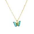 AA016595 Women's Fashion Stainless Steel Lip Chain Elegant Gold Foil Gradient Color Butterfly Necklace Daily Life