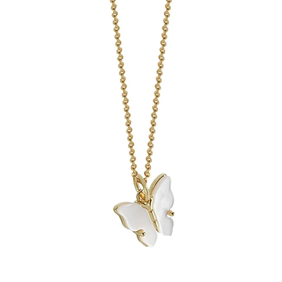 Fashion 925 Sterling Silver Gold butterfly Necklace Mother of Pearl Jewelry Women CZ Diamond Jewelry