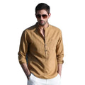 Linen/Cotton Stand Collar Casual Shirts Half Sleeve Custom Man Brand Long Sleeves Plus Size Breathable Men's T-shirts