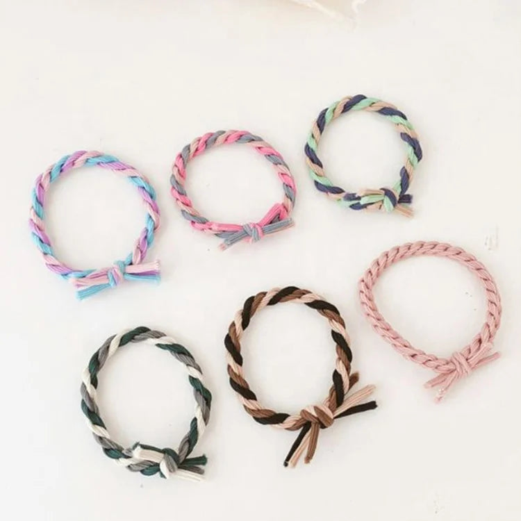MIO Girls Thick Knitting Knotted Elastic Hair Band High Quality Hand Made Color Matching Twist Knot Hair Tie