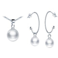Pearl Hoop Earrings Necklace 925 Silver New Design Multiwear Jewelry Sets