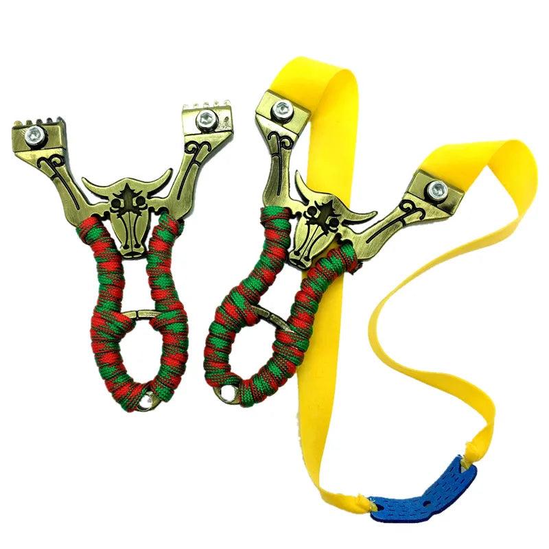 New Targeting Alloy Cattle Fead Catapult Free Binding and Press Aiming Shooting Outdoor Sports Hunting Slingshot