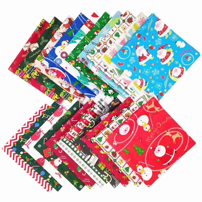 20 Pieces Woven Twill Breathable Patchwork Precut Snowflake Printed Cotton Christmas Fabric DIY Sewing Quilting Dress Apron