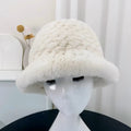 MWfur Rex Rabbit Fur Hat for Women Winter Fashion Head Warmer Full Fur Beanies Bucket Cap