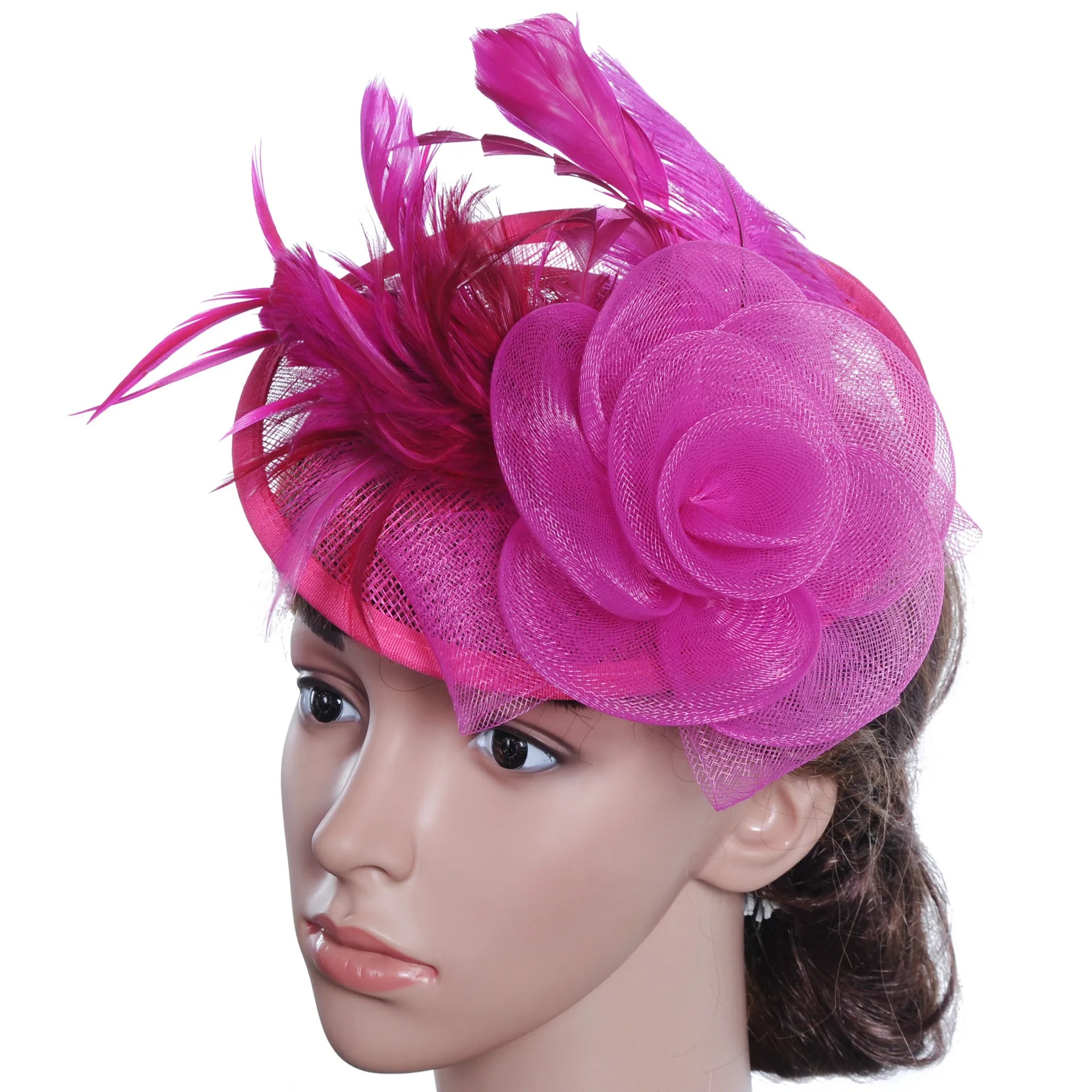 New Women Feather Fascinator Sinamay Hat Hair Accessories Vintage Derby Kentucky Wedding Church Party Fascinator Hat Hairband