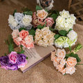 Wholesale Artificial Flower 9 Head Rose Bunch Bride Holding Flowers Wedding Decoration Artificial Rose Bouquet