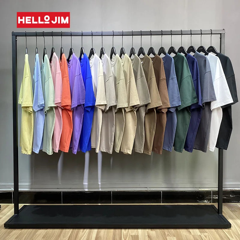 HELLOJIM Custom t Shirt 230g Unisex Tee Shirts Plain 100% Cotton Drop Shoulders Streetwear Heavyweight Oversized t Shirt