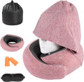 Ergonomic Portable Wearable O-Shape Memory Foam Hooded Travel Neck Pillow for Airplane Use