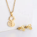 Simple Cute Hollow Cat Animal Stainless Steel Jewelry Sets Earrings and Necklace for Women Men 2023