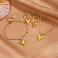 2024 Fashion Heart Necklace Set Tarnish Free Stainless Steel Jewelry 18K Gold Plated Necklace Earrings Bracelet Anklets Set